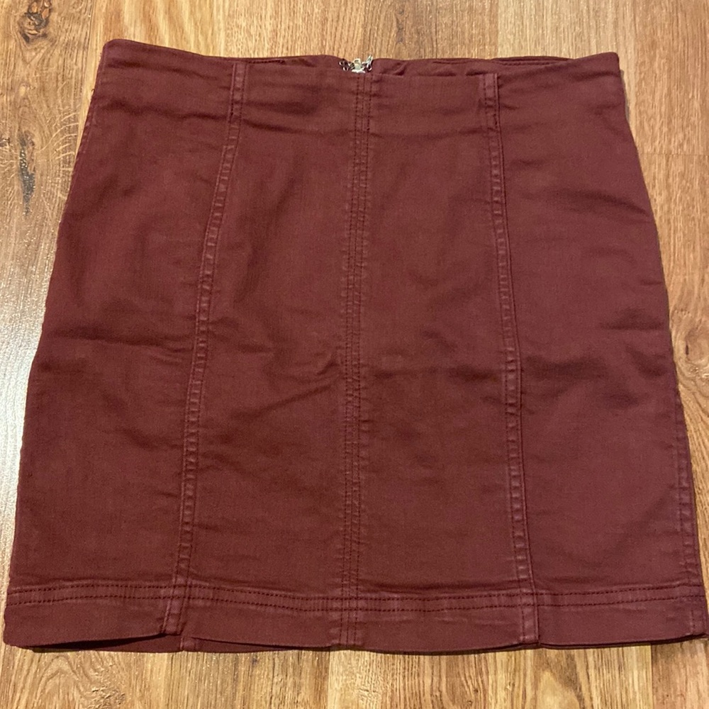 Free People Modern Femme Mini Skirt, Maroon, Size 4